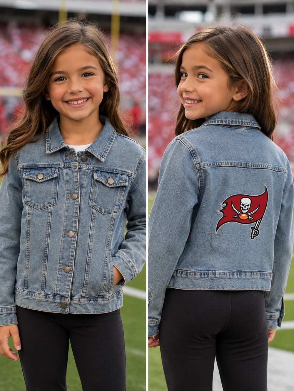 🆕 Wes & Willy Tampa Bay Buccaneers Girls L/12 Stretch Denim Jacket NWT